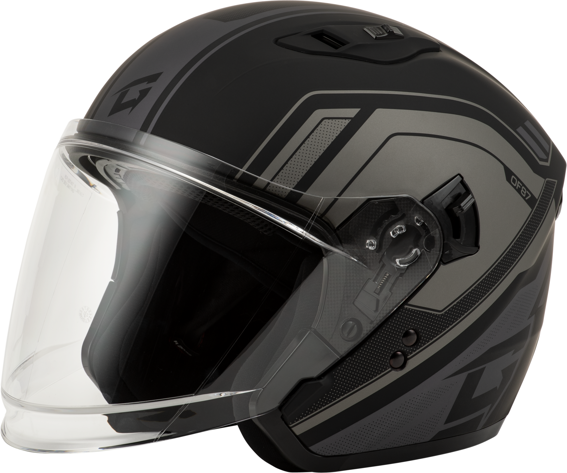 GMAX OF-87 Duke Matte Black/Grey Open-Face Motorcycle Helmet - Medium