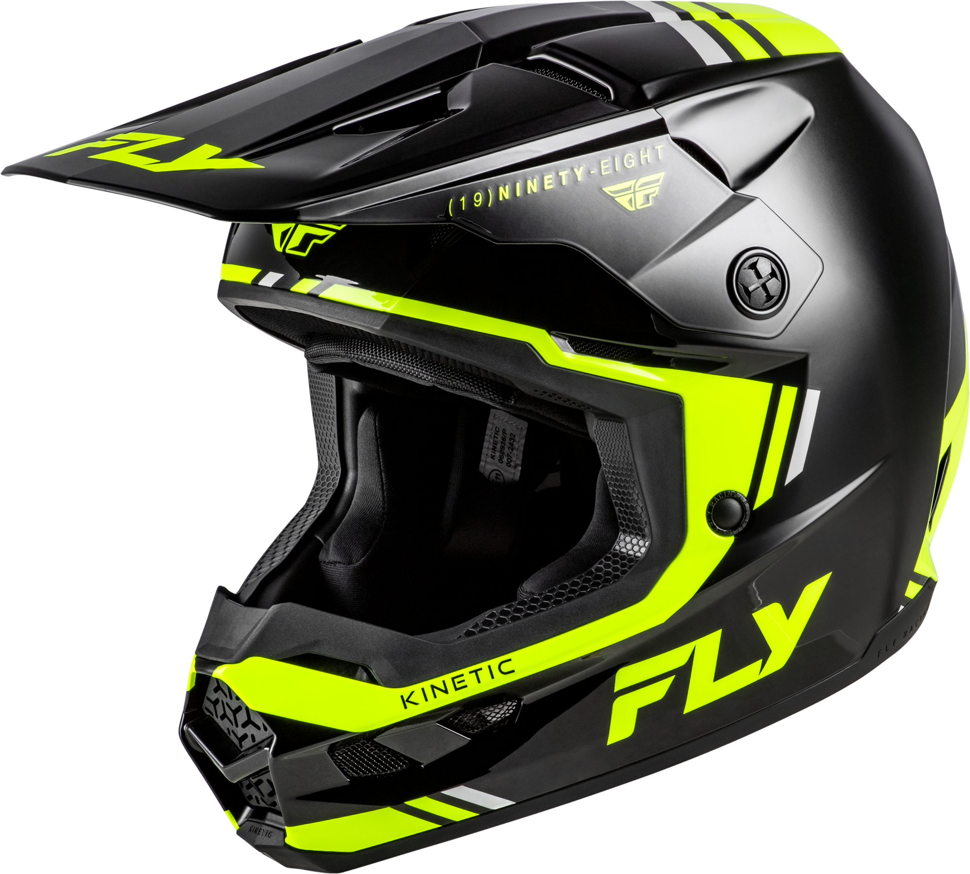 Fly Racing Kinetic Verdict Helmet for Off-Road, Large - Black, Hi-Vis Yellow, Grey