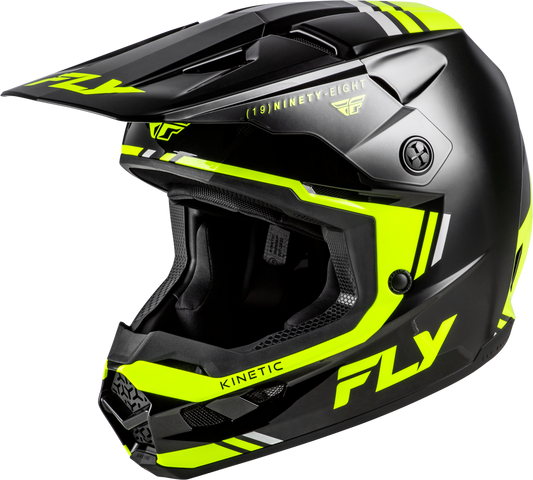 Fly Racing Kinetic Verdict Helmet for Off-Road, Large - Black, Hi-Vis Yellow, Grey