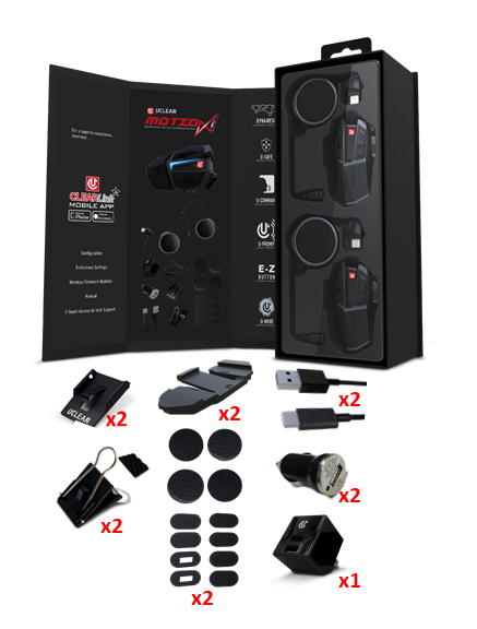 UCLEAR Motion Infinity Dual Motorcycle Communication System with DynaMESH Intercom and 18-Hour Battery Life
