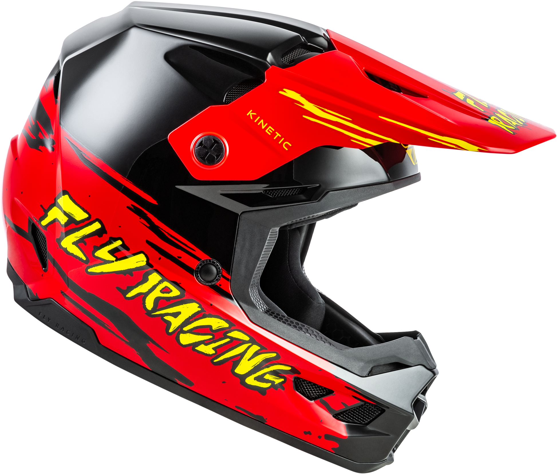 Fly Racing Youth Kinetic Surge Helmet Black/Red/Yellow, Size Medium