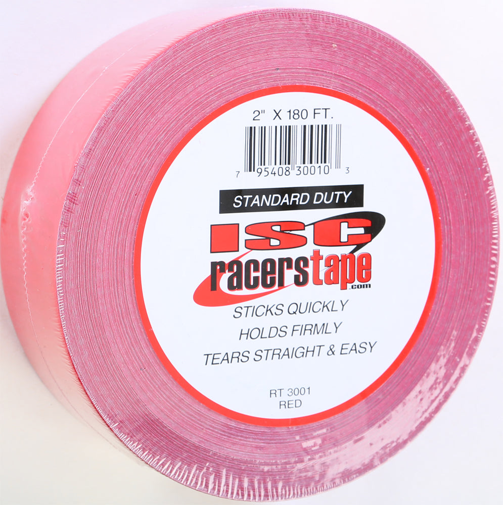 ISC Racers Tape 2 in x 180 ft Red - Multi-Purpose Poly Coated Cotton Industrial Grade Duct Tape