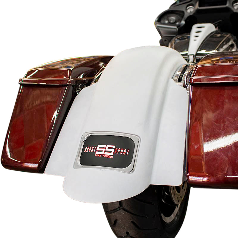 Bagger Nation Swoop Short Sport Rear Fender with Chrome Plate Frame for Touring Models