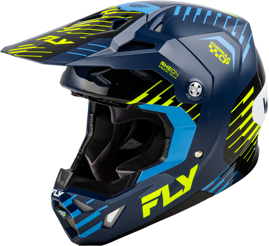Fly Racing Formula CP Slice Helmet Navy/Hi-Vis/White Medium – Offroad Full-Face Helmet with Impact Absorption Technology