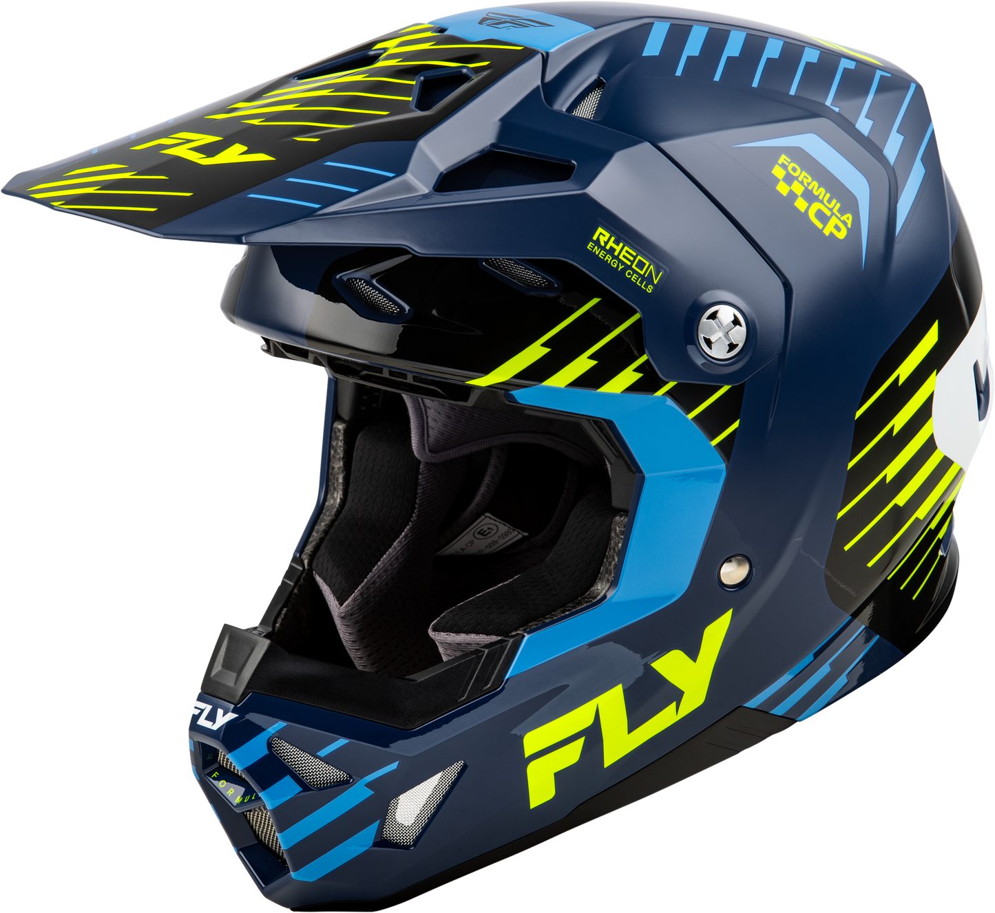 Fly Racing Formula CP Slice Helmet Navy/Hi-Vis/White X-Large - Offroad Full-Face Helmet with Impact Protection