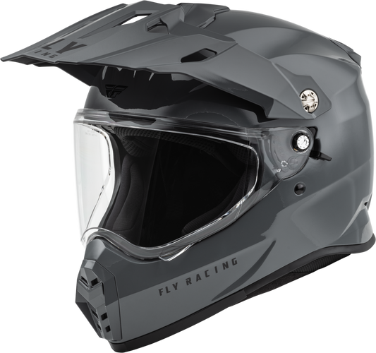 Fly Racing Trekker Solid Helmet Grey X-Small – Full-Face Street Helmet with Dual EPS Liner and Anti-Fog Shield