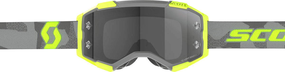 SCOTT Fury LS Goggle Light Grey/Neon Yellow with Grey Lens for Offroad