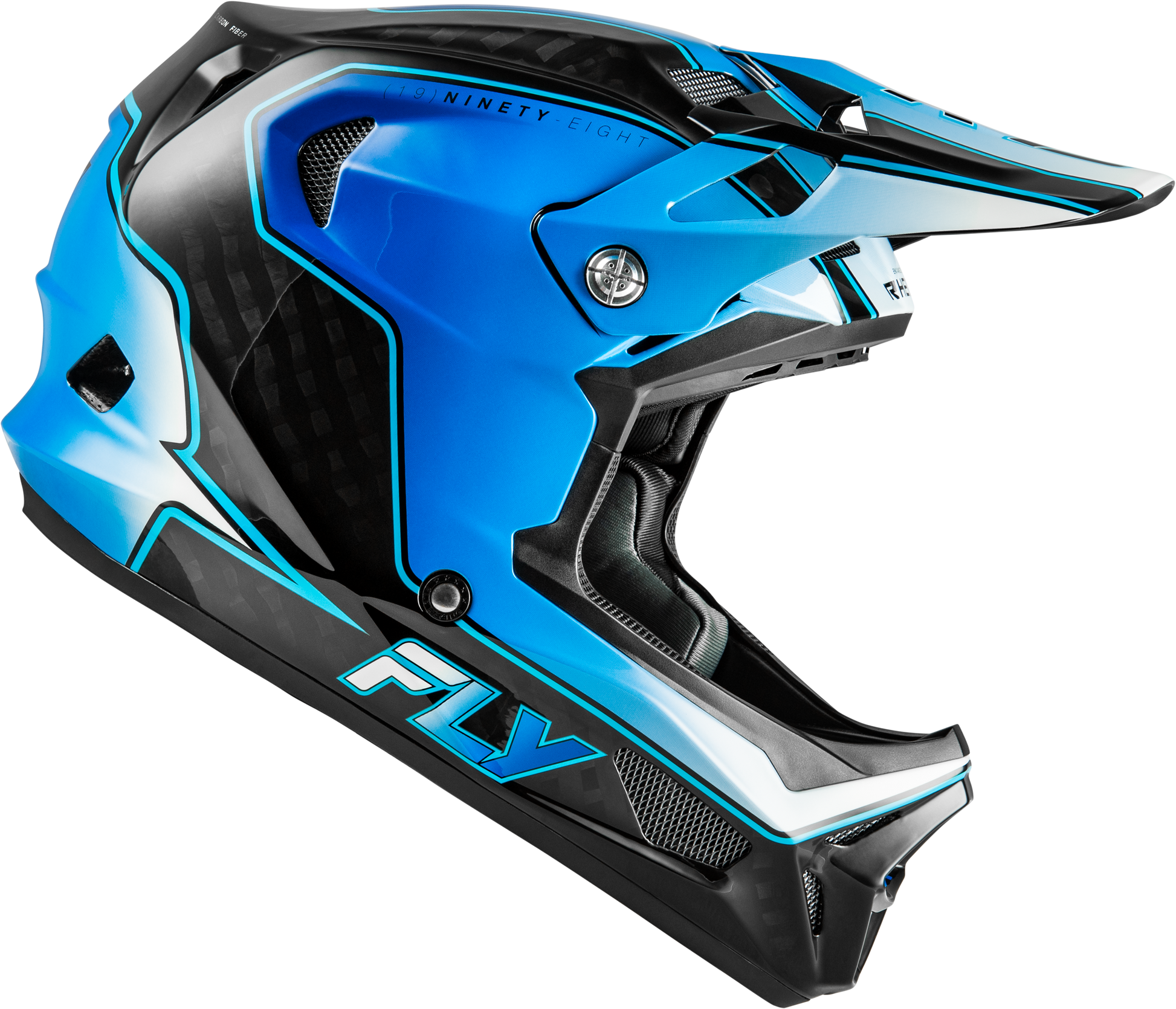 Fly Racing Werx R Flow Carbon Helmet - Black Carbon/Blue/White, X-Large Bicycle Full-Face Helmet