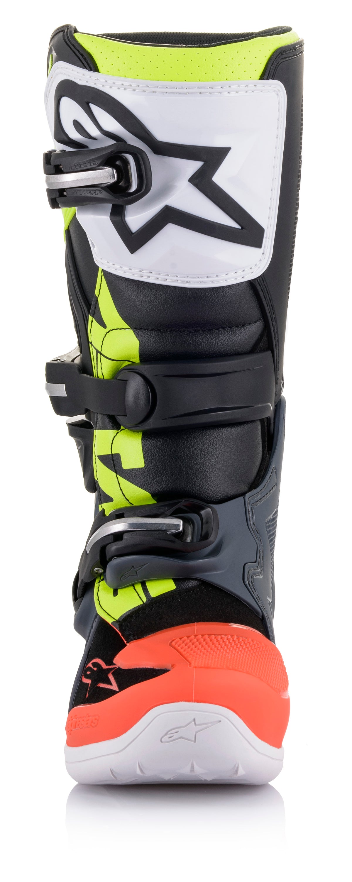 Alpinestars Tech 7S Offroad Boots for Youth and Small Framed Riders – Dark Grey, Fluo Red & Yellow, Size US 8