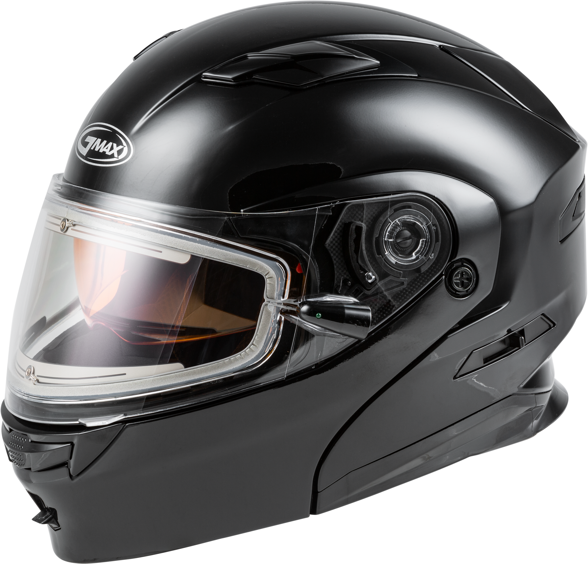 GMAX MD-01S Large Black Snow Helmet with Electric Shield and LED Rear Light