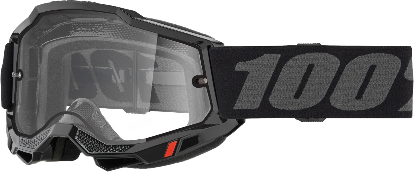 100 Percent Accuri 2 Enduro Moto Goggle with Clear Lens - Black Offroad Eyewear