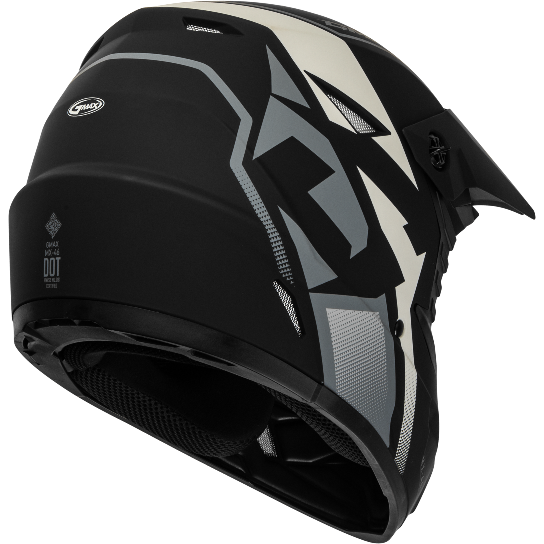 GMAX MX-46 Off-Road Helmet Matte Black/Grey/White X-Small with Maximum Ventilation