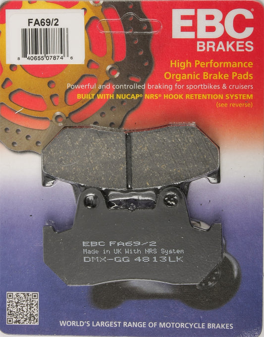 EBC Fa69/2 Organic Brake Pads for Honda Motorcycles and Scooters