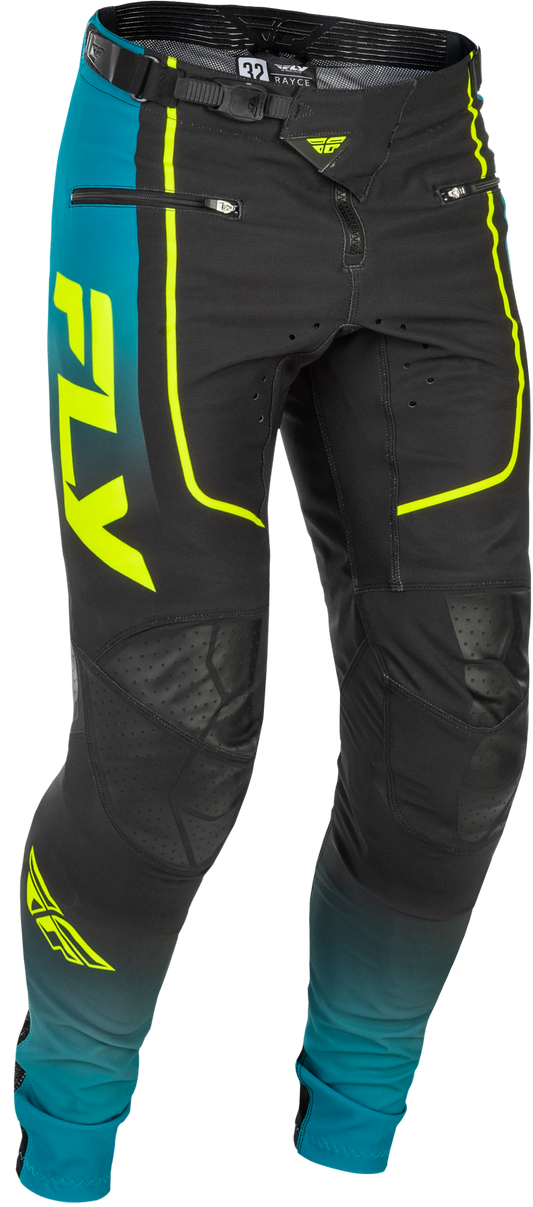 Fly Racing Rayce Bicycle Pants Men’s US 38 Teal/Black/Lime – Durable MTB & BMX Riding Trousers