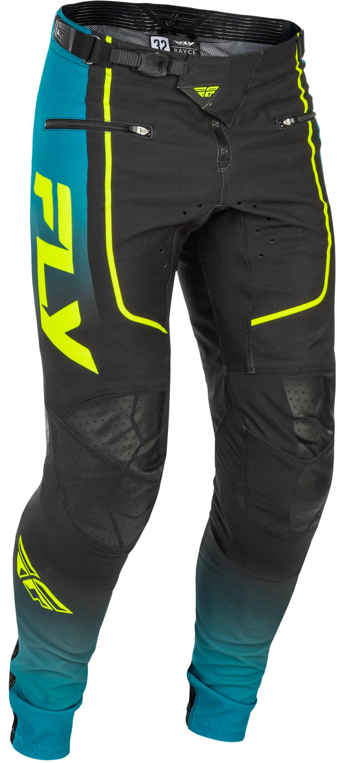 Fly Racing Rayce Bicycle Pants Men’s US Size 34 in Teal, Black & Lime