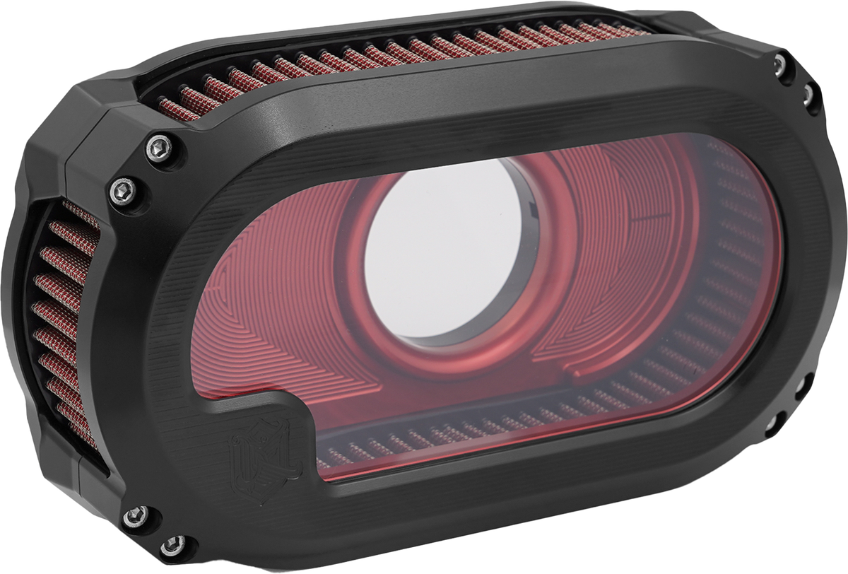 KENS FACTORY NXT-03BR V-Twin Air Cleaner with Glass, Black and Red for Harley Davidson