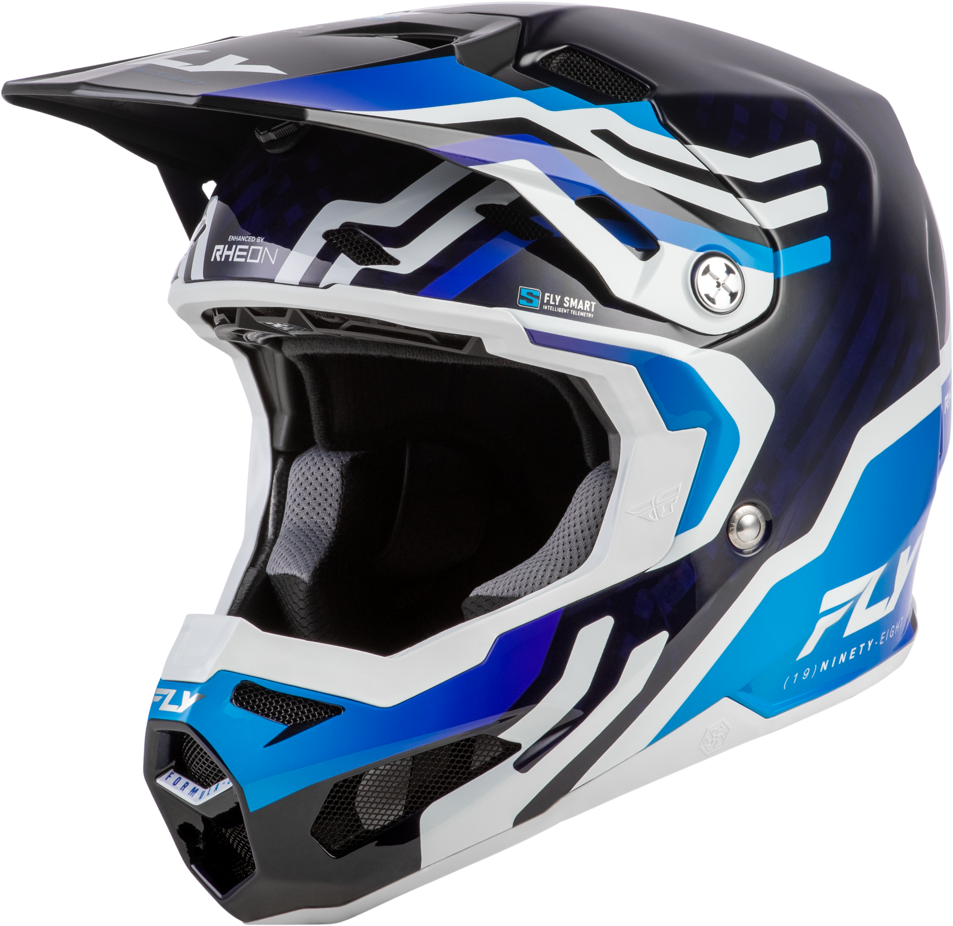 Fly Racing Formula S Carbon Byte Helmet Blue Carbon/Blue/White Medium