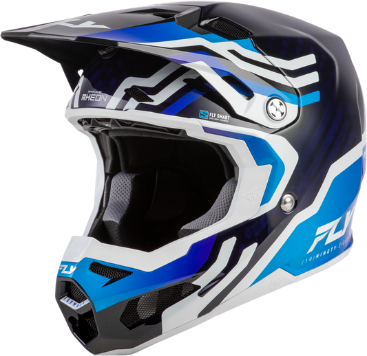Fly Racing Formula S Carbon Byte Helmet Large - Offroad Blue Carbon/Blue/White with Advanced Safety & Connectivity Features