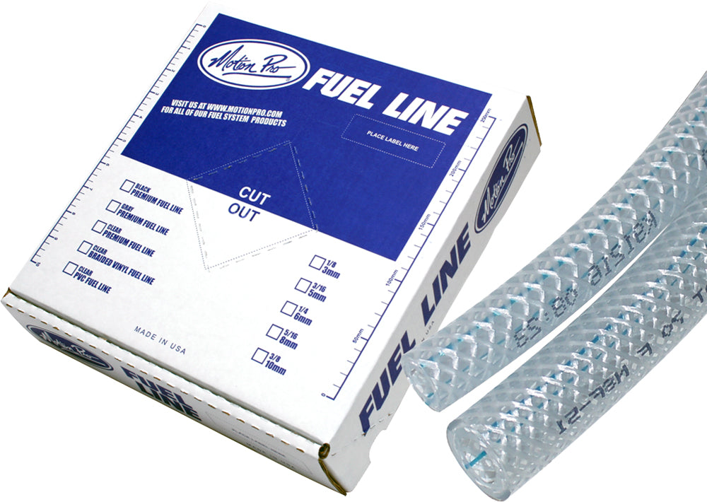 MOTION PRO Braided Vinyl Fuel Line 5/16 inch x 25 feet for High-Pressure Fuel Systems
