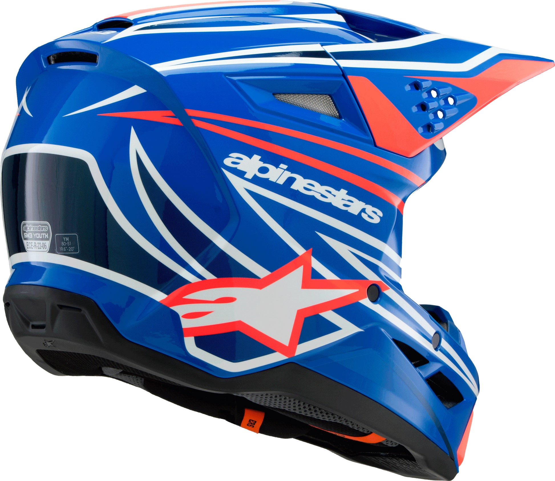 Alpinestars SM3 Youth Wurx Off-Road Helmet – Youth Small, Blue/Red/White/Black