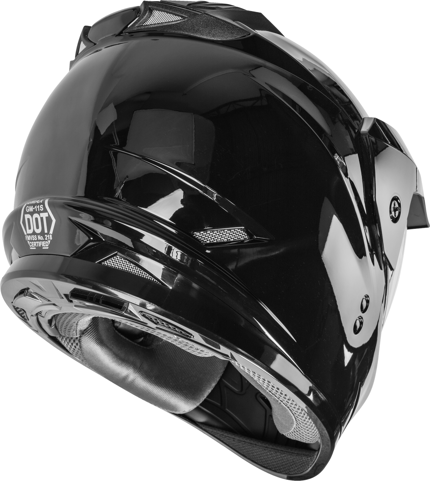 GMAX GM-11 Dual Sport Helmet - Black, Medium Size, Full-Face Street Helmet with Sun-Blocking Peak and Intercom Compatibility