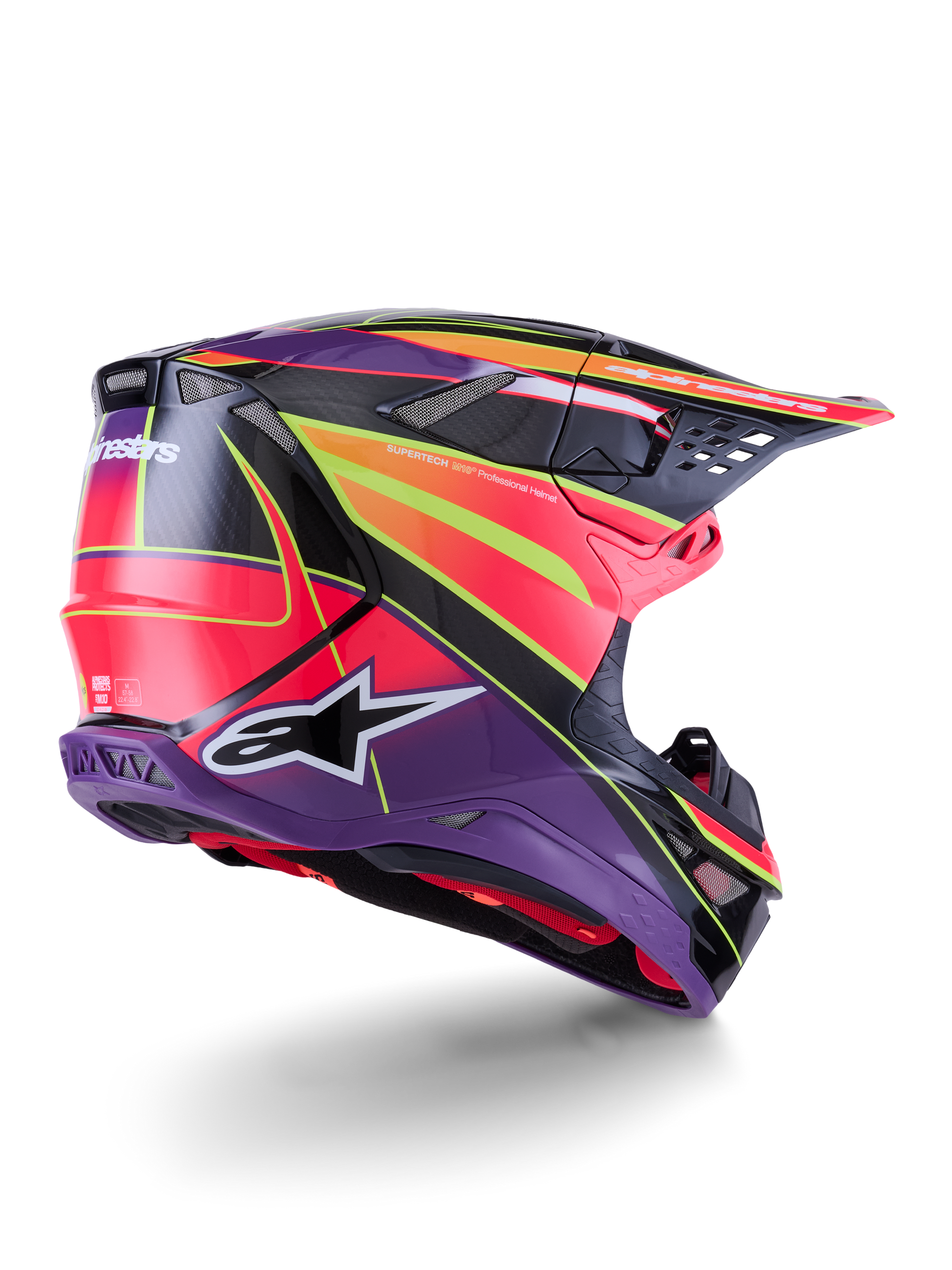 Alpinestars Supertech S M10 Era Helmet - Pink, Violet, and Yellow Fluo Glossy Off-Road Helmet for Motocross and Off-Road Riding