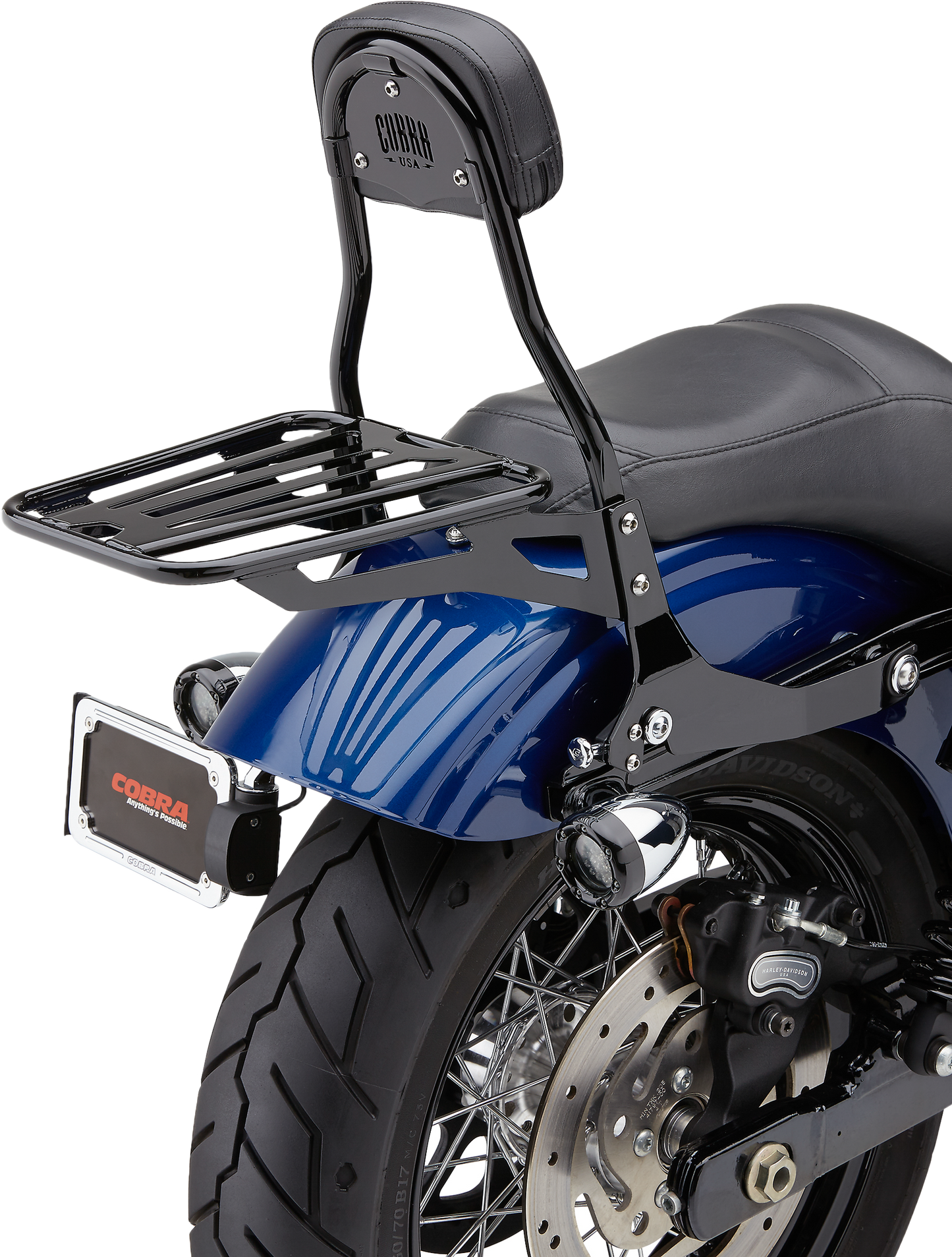 COBRA Detachable Backrest for Dyna 2006-2017 with Round Black Sissy Bar and Mounting Hardware