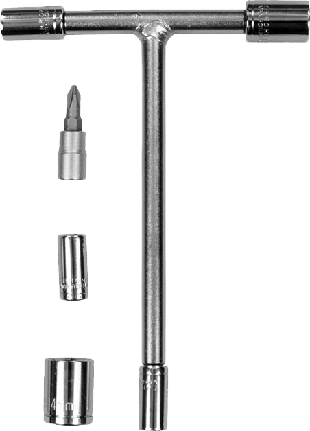 FIRE POWER T Handle Trail Tool with 6mm to 14mm and #2 Phillips Sockets, Compact and Durable