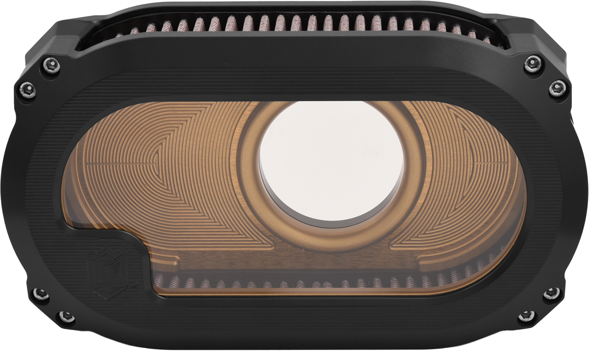 KENS FACTORY NXT-03BG V-Twin Black and Gold Washable Air Cleaner with See-Through Design for Harley Davidson