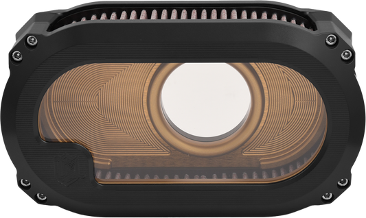 KENS FACTORY NXT-03BG V-Twin Black and Gold Washable Air Cleaner with See-Through Design for Harley Davidson