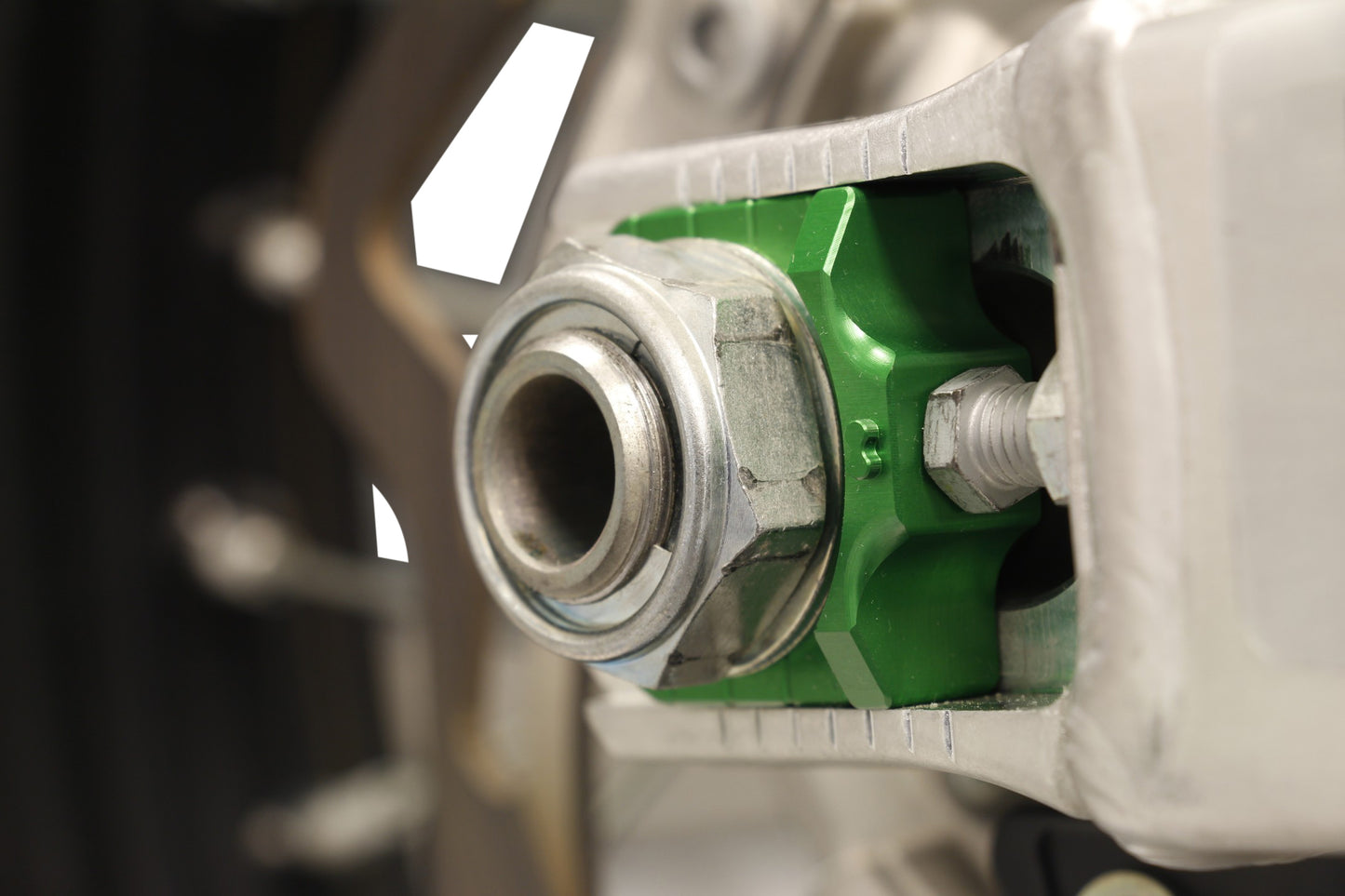 Works Elite Axle Block Kit for Kawasaki KX250F - CNC Machined Aluminum Floating Rear Axle Conversion