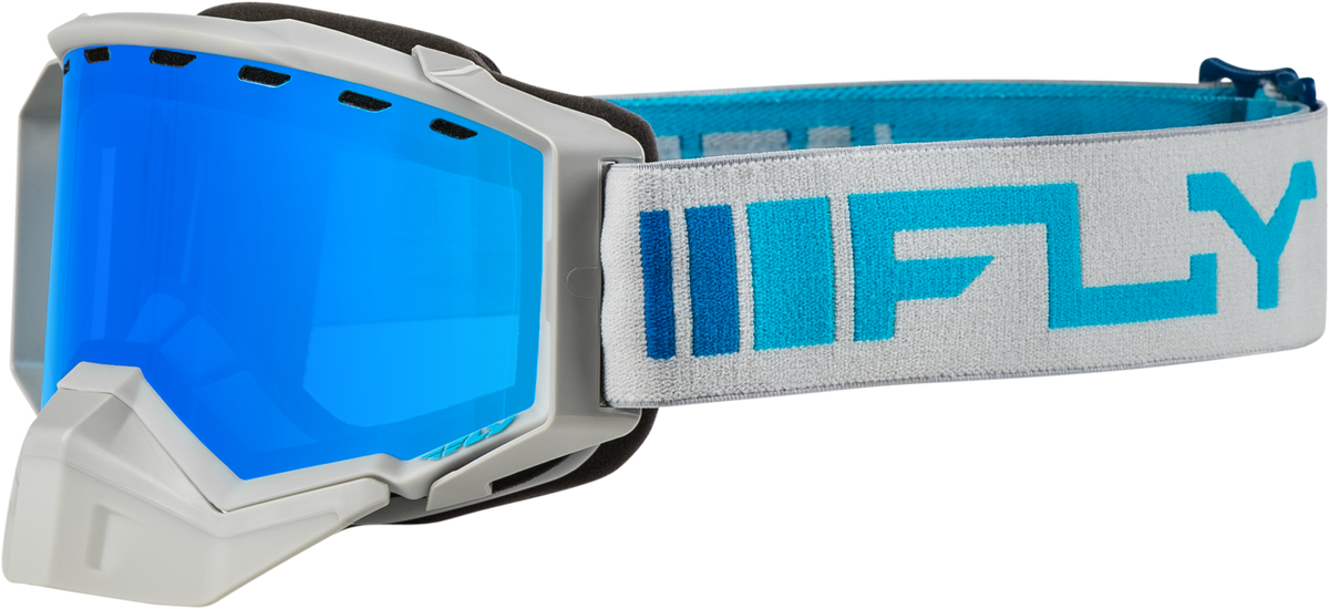 Fly Racing Zone Snow Goggle Silver/Blue with Sky Blue Mirror Lens