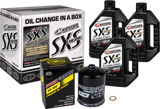 Maxima SxS Oil Quick Change Kit 10W50 with Black Oil Filter for Polaris RZR and Ranger Models