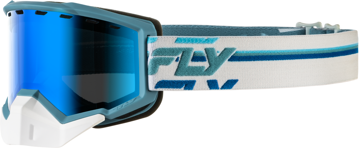 Fly Racing Focus Snow Goggles White/Blue with Blue Mirror Lenses
