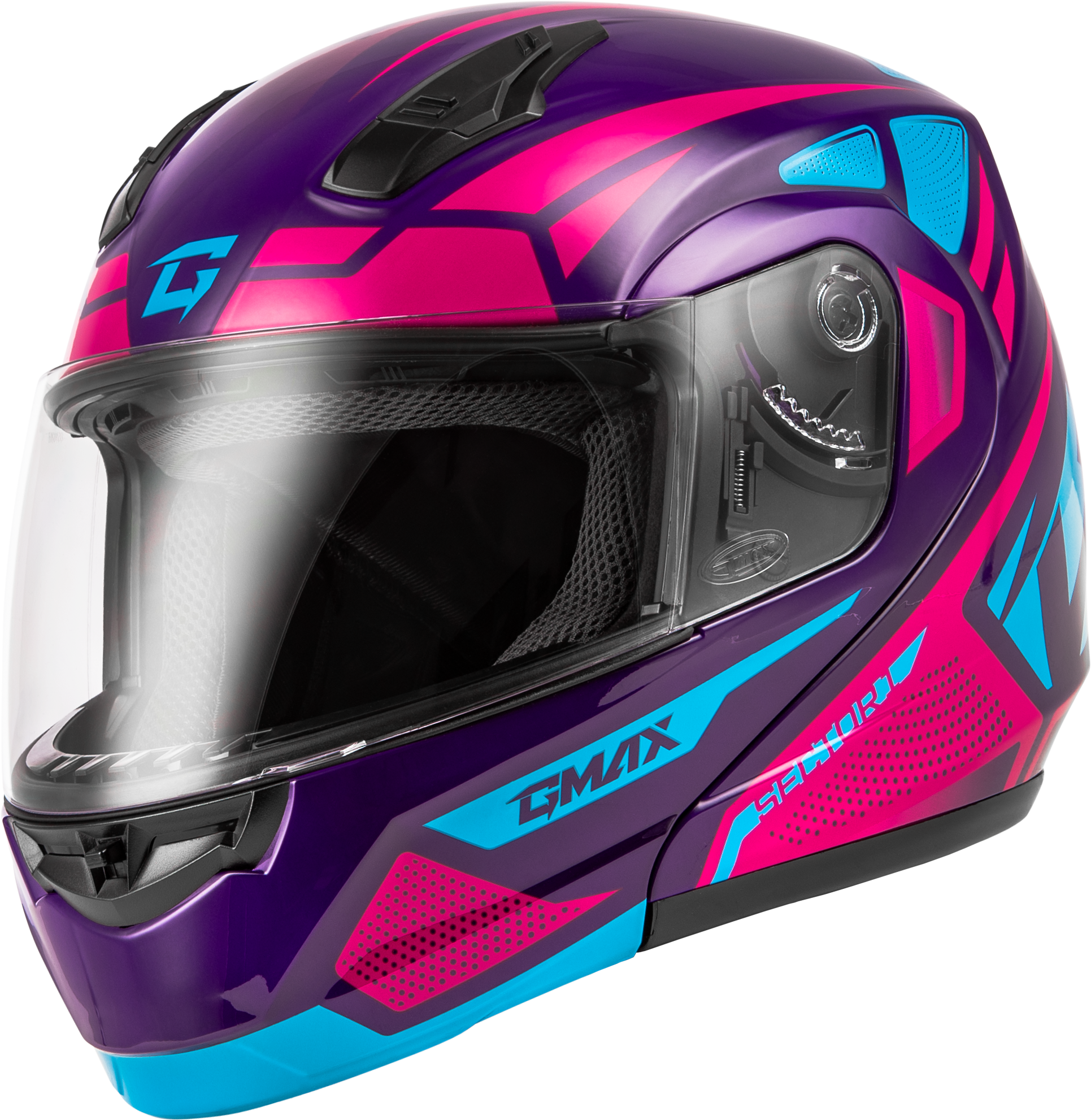 GMAX MD-04 Modular Helmet in Violet/Pink X-Small – Lightweight Street Helmet with Advanced Ventilation and Sun Protection