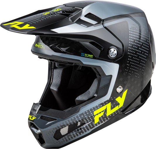 Fly Racing Youth Formula S Carbon Protocol Offroad Full-Face Helmet - Black Carbon/Grey/Hi-Vis, Youth Large