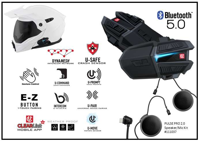 UCLEAR Motion Infinity Dual Motorcycle Communication System with DynaMESH Intercom and 18-Hour Battery Life