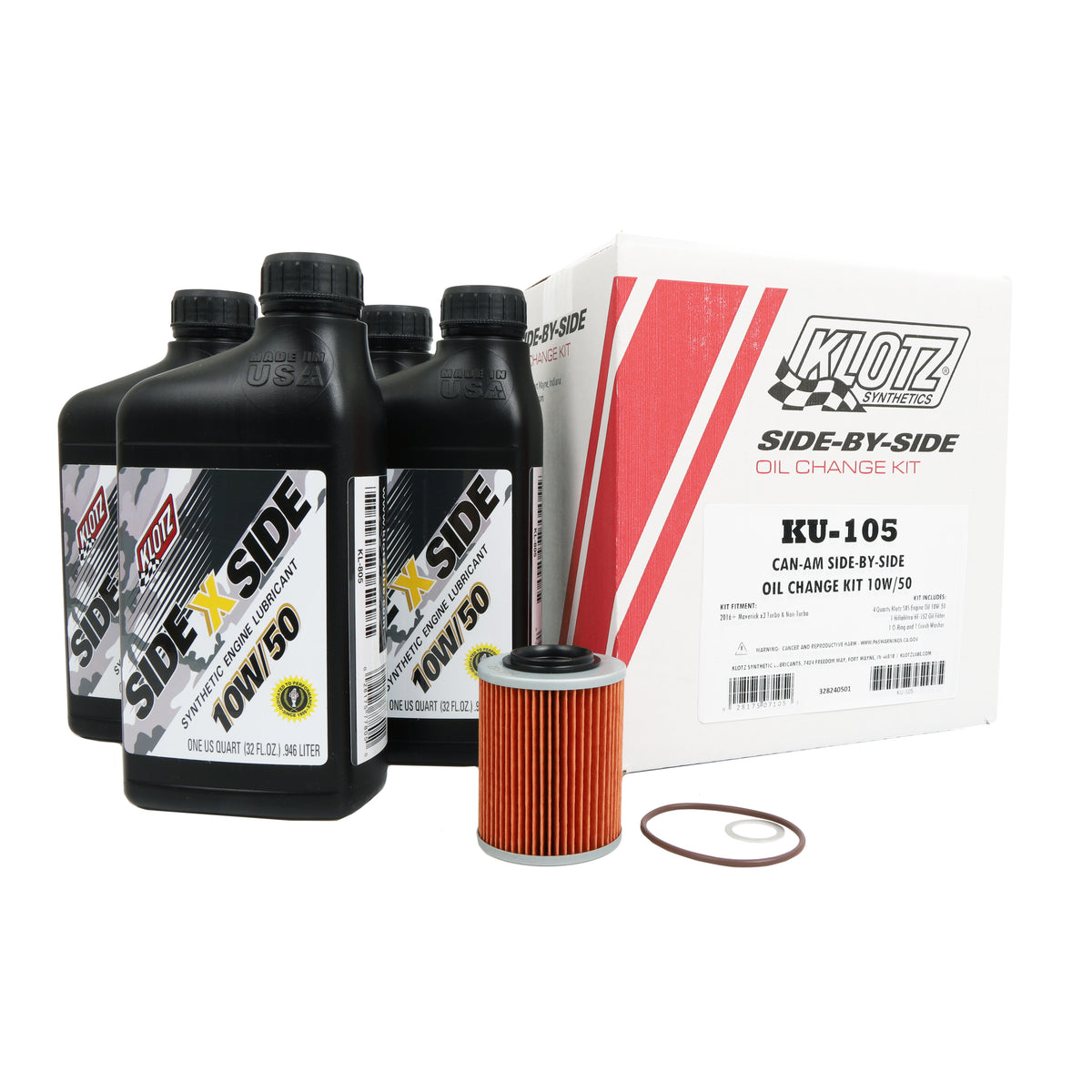 Klotz Sidexside Oil Change Kit 10W50 with Oil Filter for Can-Am Maverick X3 Models