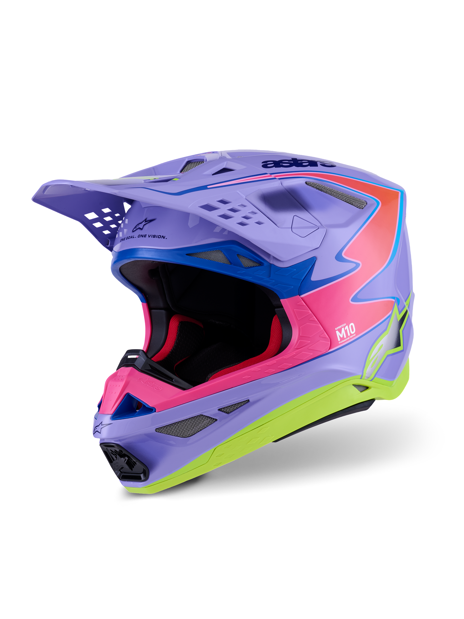Alpinestars S-M10 Jett Lawrence Off-Road Helmet in Purple/Pink Fluo/Yellow Fluo – X-Small