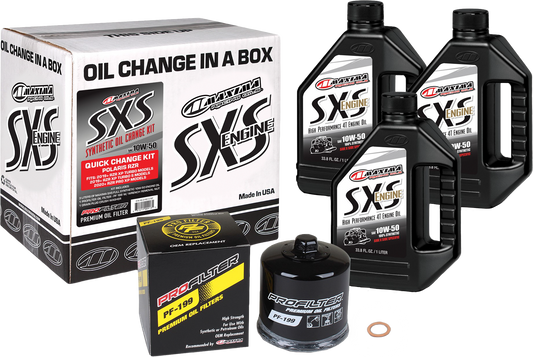 Maxima SxS Oil Quick Change Kit 10W50 with Black Oil Filter for Polaris RZR Models