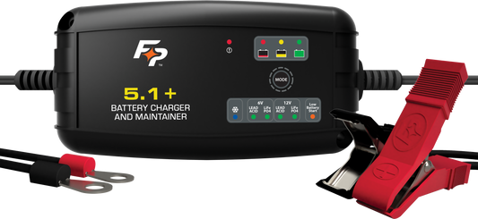 FIRE POWER Battery Charger 6V/12V 5.1A – Fully Automatic Lead-Acid and Lithium Battery Charger for Automotive, Marine, and Deep-Cycle Batteries