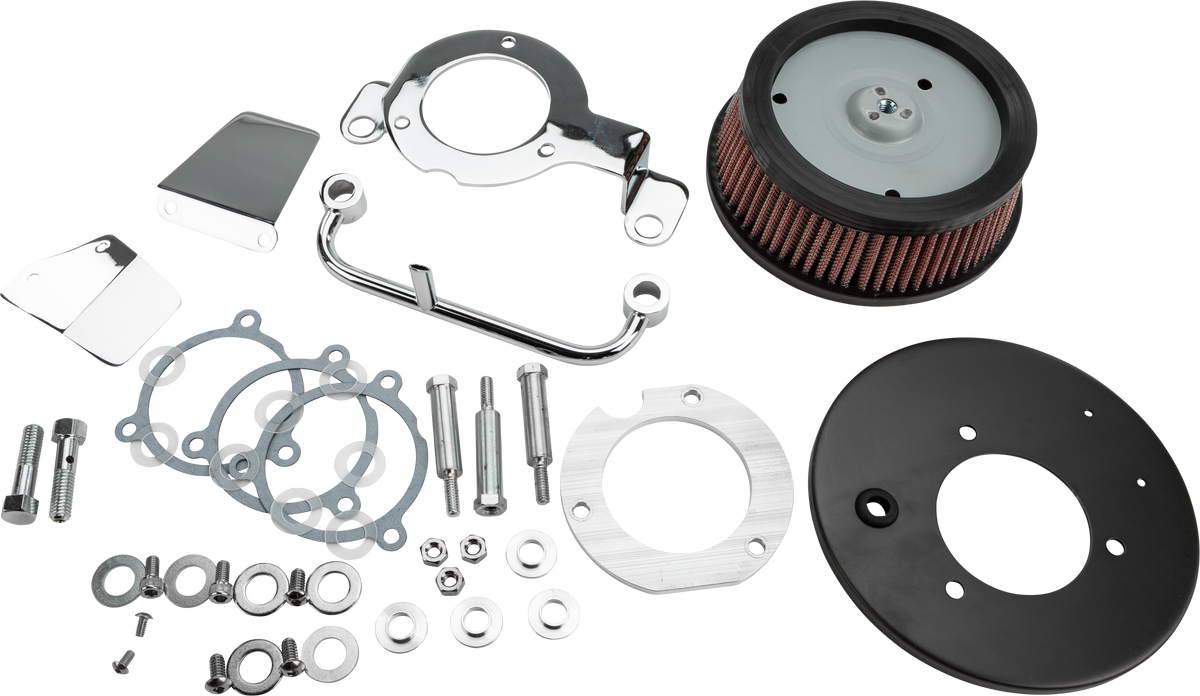 HardDrive M8 Round Hi-Performance Chrome Air Cleaner and Breather Kit for Harley Davidson V-Twin Models