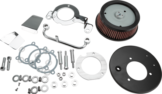 HardDrive M8 Round Hi-Performance Chrome Air Cleaner and Breather Kit for Harley Davidson V-Twin Models
