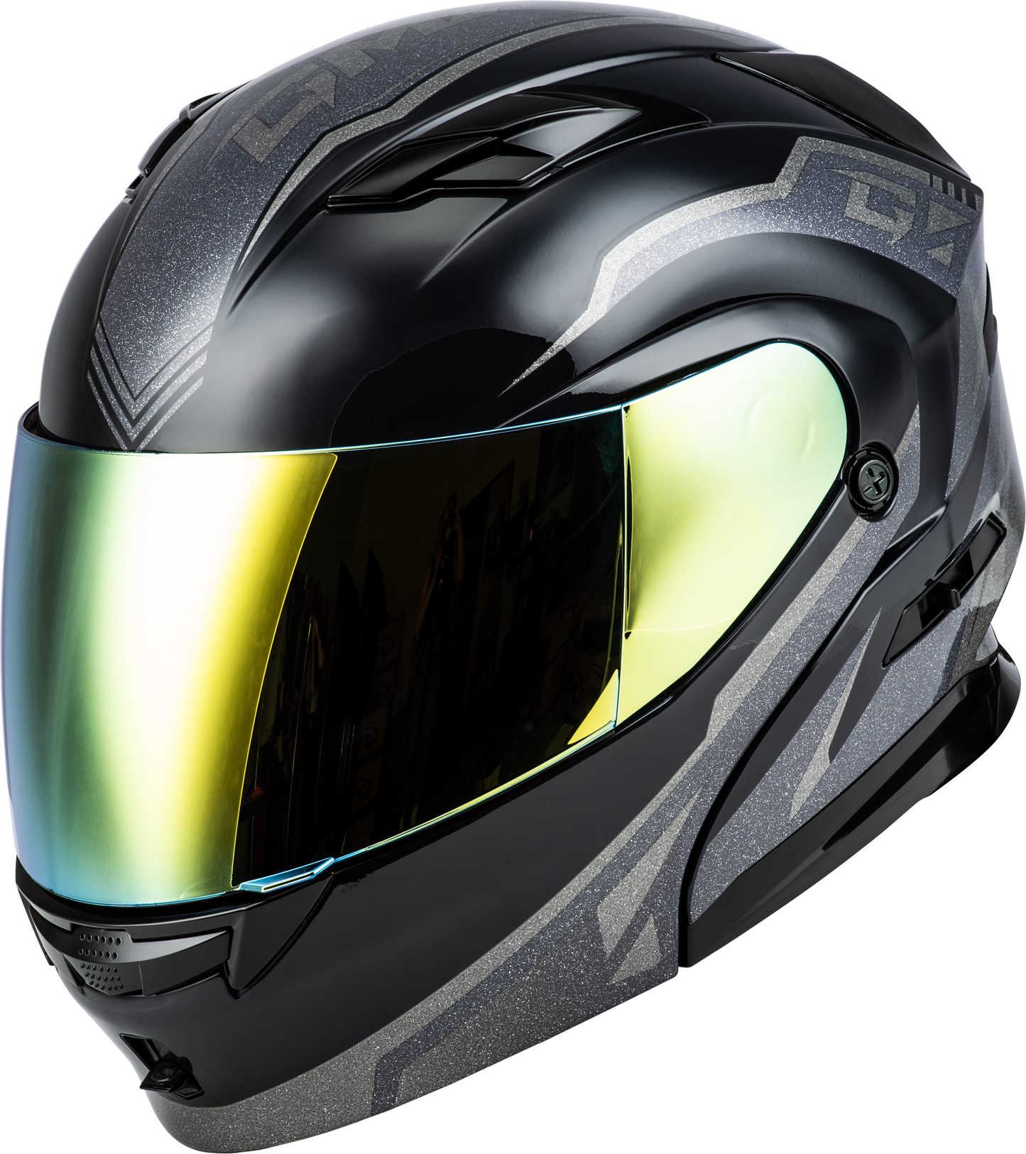 GMAX MD-01 Volta Modular Helmet for Street Riding – 3X-Large, Silver/Gold/Grey Metallic