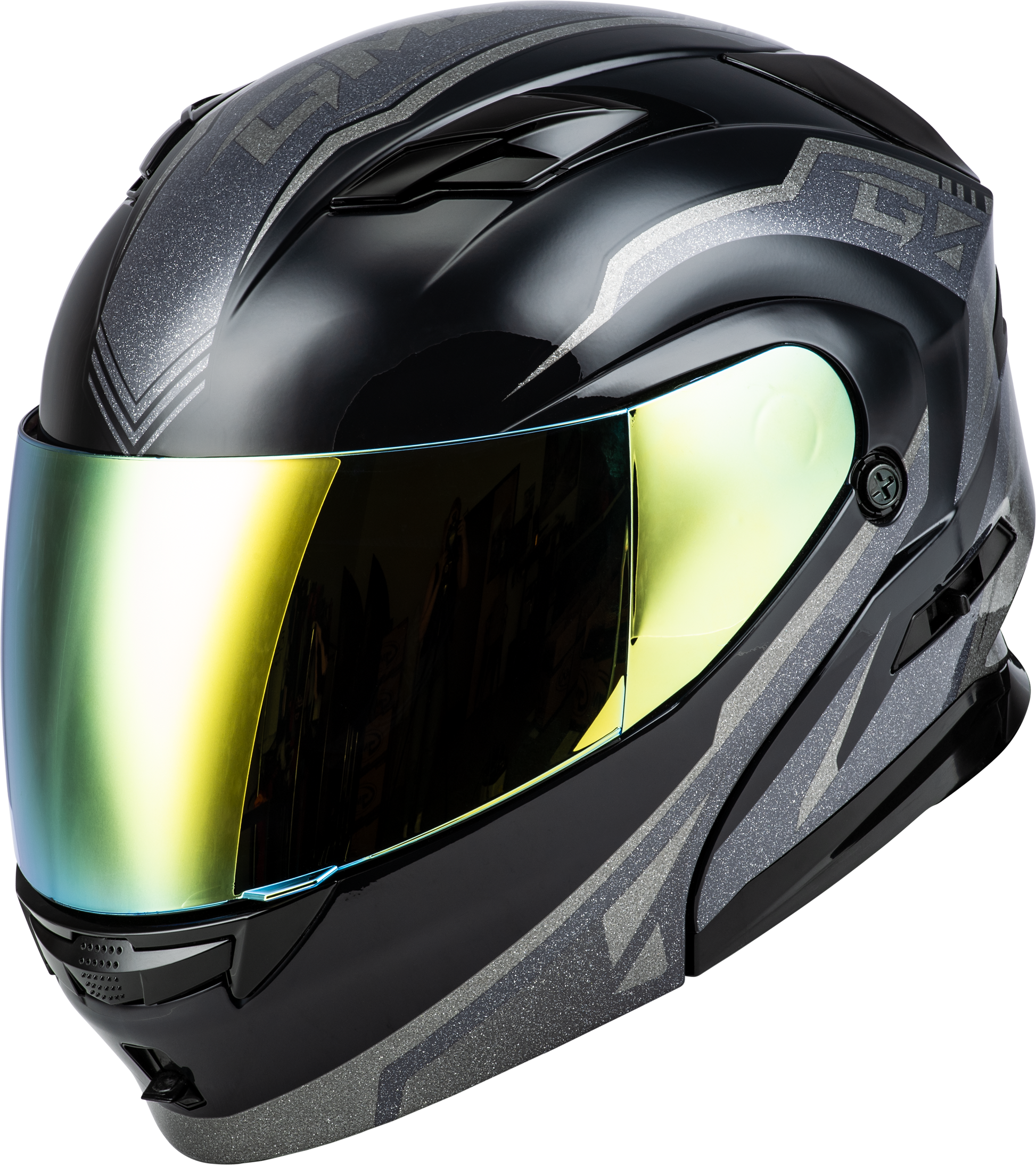 GMAX MD-01 Volta Modular Helmet for Street Riding – 3X-Large, Silver/Gold/Grey Metallic