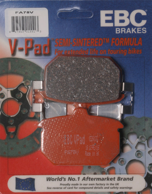 EBC Brakes Fa78V Semi Sintered V Series Brake Pads for Harley Davidson V-Twin Cruisers
