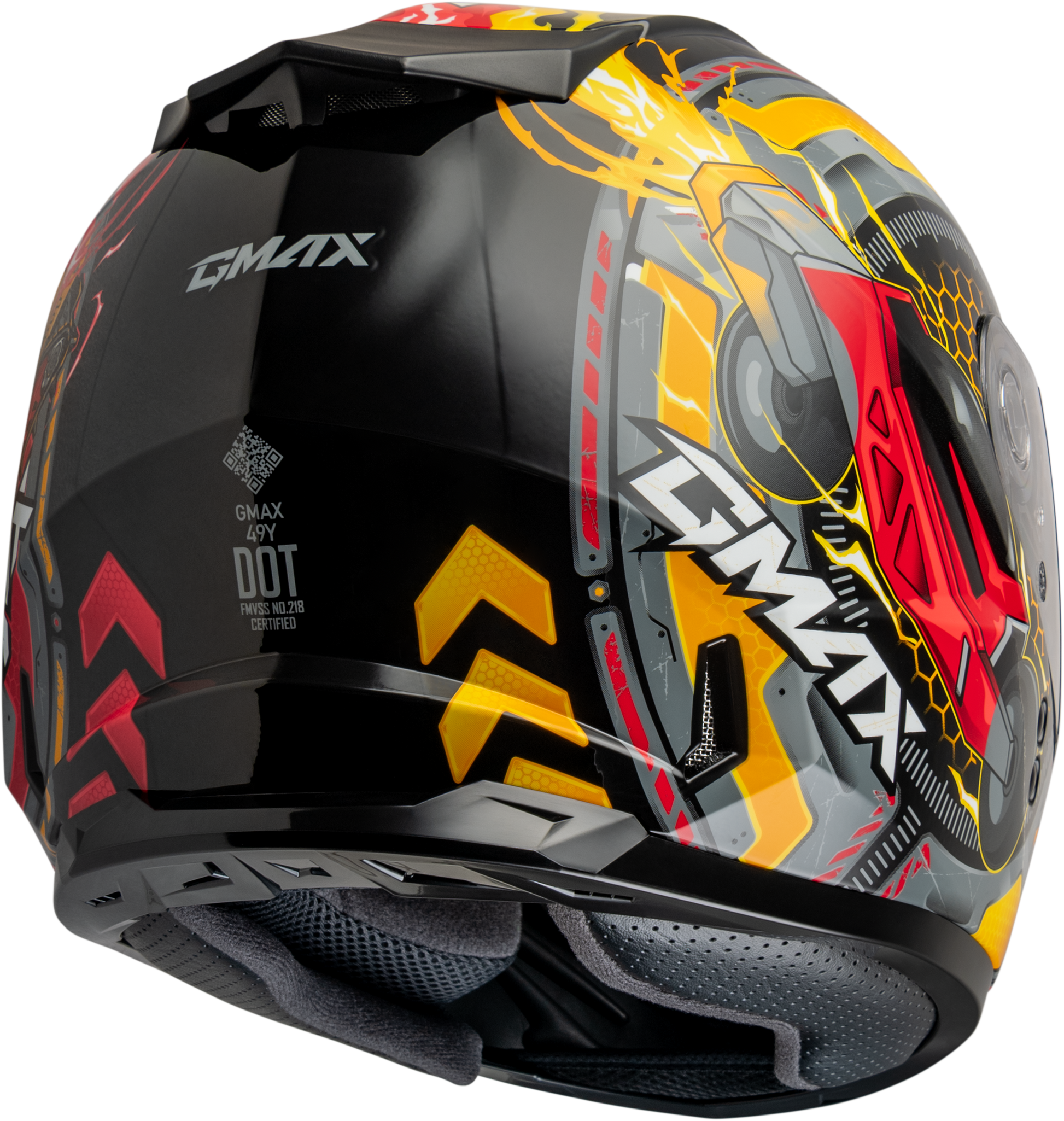 GMAX GM-49Y Youth Full-Face Helmet Black/Red/Yellow – Lightweight & Adjustable for Kids
