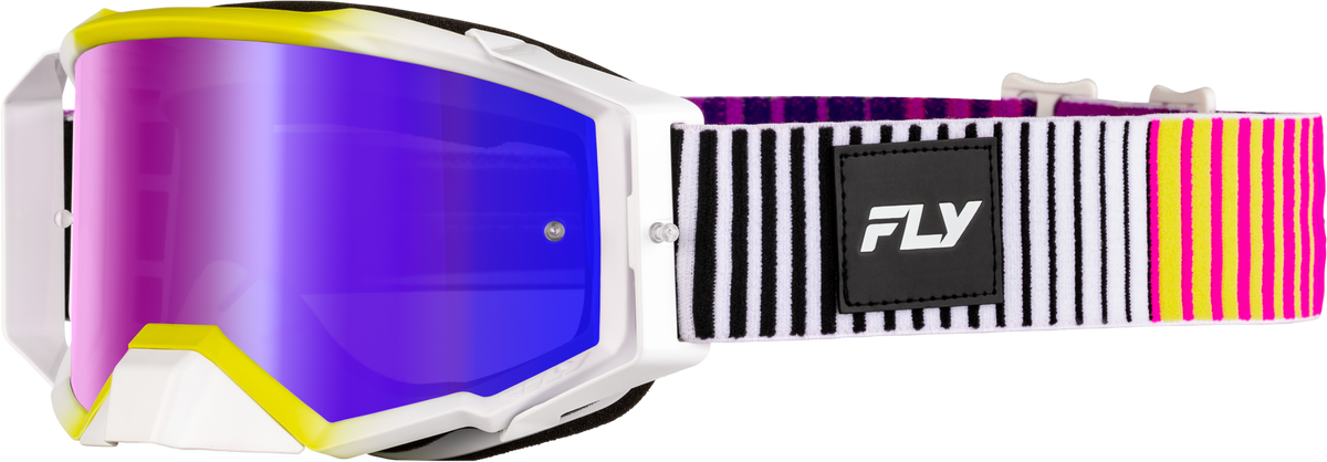 Fly Racing Zone Elite Goggle Pink/Yellow/Purple with Red Mirror/Smoke Lens