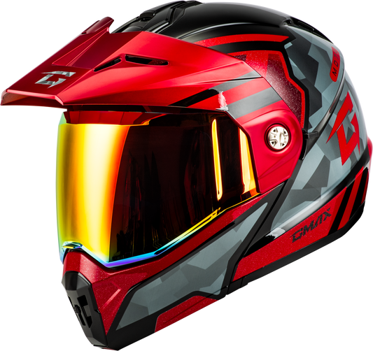 GMAX MD-74 Striker Modular Helmet with Mirror Red Shield - 2X-Large, Black/Grey/Red Metallic