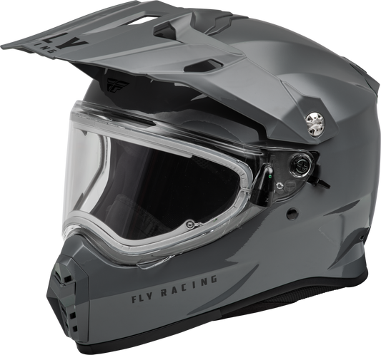 Fly Racing Trekker CW Solid Helmet with Electric Shield in Grey, Small
